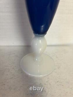 10.5 French Pierre Schneider Opaline Veritable Appl. Flower Art Glass Bud Vase