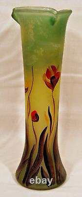 12 Art Nouveau Tri Color Floral Vase Vintage