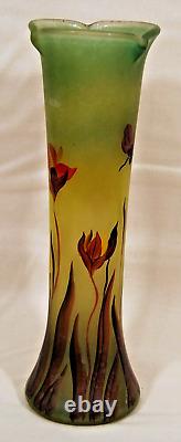 12 Art Nouveau Tri Color Floral Vase Vintage