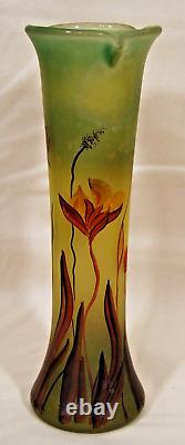 12 Art Nouveau Tri Color Floral Vase Vintage