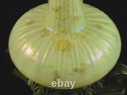 16 Antique French Iridescent Hand Painted Gold Enamel Rococo Art Glass Vase