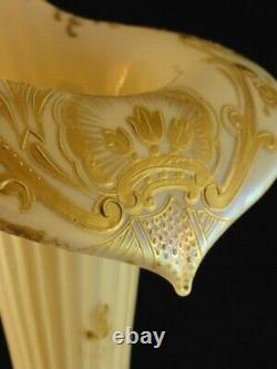 16 Antique French Iridescent Hand Painted Gold Enamel Rococo Art Glass Vase