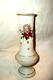 1890s FRENCH OPALINE CLAM BROTH GLASS VASE HP MORIAGE FLORAL HANDBLOWN PONTIL