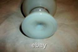 1890s FRENCH OPALINE CLAM BROTH GLASS VASE HP MORIAGE FLORAL HANDBLOWN PONTIL