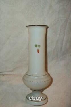 1890s FRENCH WHITE OPALINE GLASS VASE HANDBLOWN BRISTOL HP MORIAGE PONTIL