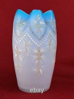 1900 Antique French LEGRASS MONT JOYE (Mt Washington) Enameled Satin Glass Vase