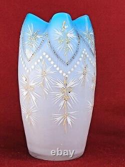 1900 Antique French LEGRASS MONT JOYE (Mt Washington) Enameled Satin Glass Vase