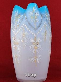 1900 Antique French LEGRASS MONT JOYE (Mt Washington) Enameled Satin Glass Vase