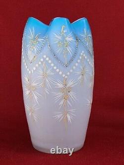 1900 Antique French LEGRASS MONT JOYE (Mt Washington) Enameled Satin Glass Vase