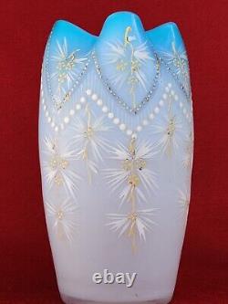 1900 Antique French LEGRASS MONT JOYE (Mt Washington) Enameled Satin Glass Vase