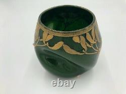 1910 French Montjoye Legras Vase Art Nouveau Green Aventurine/paillete Glass