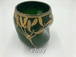 1910 French Montjoye Legras Vase Art Nouveau Green Aventurine/paillete Glass