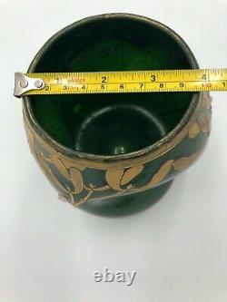 1910 French Montjoye Legras Vase Art Nouveau Green Aventurine/paillete Glass