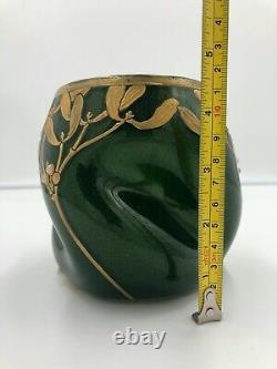 1910 French Montjoye Legras Vase Art Nouveau Green Aventurine/paillete Glass