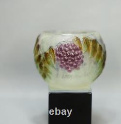 1915 Art Nouveau French Gabriel Argy Rousseau Pate De Verre Glass Vase Sorbier