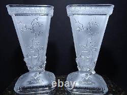 1920's French Art Deco Baccarat Chinoiserie art glass vases