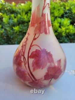 1920s Legras French Art Nouveau Cameo Glass Vase, Rubis Signed 15 3/4 Signed