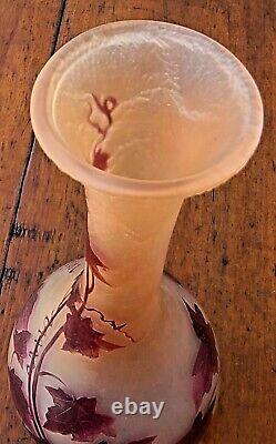 1920s Signed Legras French Art Nouveau Cameo Glass Vase, Rubis Signed 15 1/4