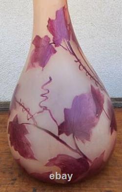 1920s Signed Legras French Art Nouveau Cameo Glass Vase, Rubis Signed 15 1/4