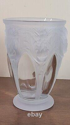 1930's Art Deco French Art Glass Thistle Vase 9 5/8 Molded