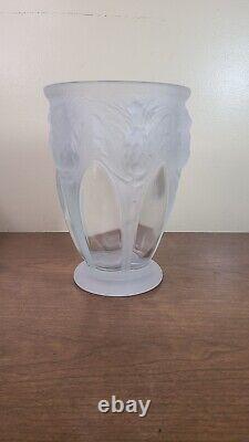 1930's Art Deco French Art Glass Thistle Vase 9 5/8 Molded