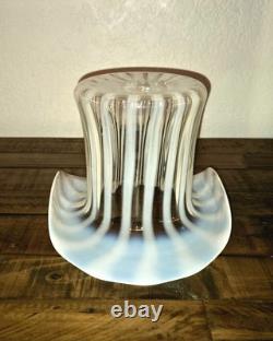 1939 Fenton Glass Rib Optic French Opalescent Top Hat Vase 6 X 8 LARGE RARE