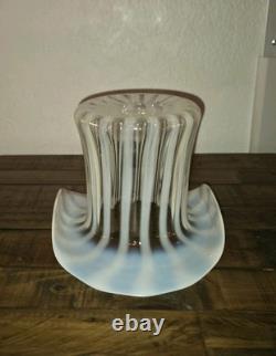 1939 Fenton Glass Rib Optic French Opalescent Top Hat Vase 6 X 8 LARGE RARE