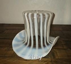 1939 Fenton Glass Rib Optic French Opalescent Top Hat Vase 6 X 8 LARGE RARE