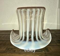 1939 Fenton Glass Rib Optic French Opalescent Top Hat Vase 6 X 8 LARGE RARE
