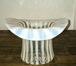 1939 Fenton Glass Rib Optic French Opalescent Top Hat Vase 6 X 8 LARGE RARE