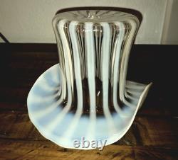 1939 Fenton Glass Rib Optic French Opalescent Top Hat Vase 6 X 8 LARGE RARE