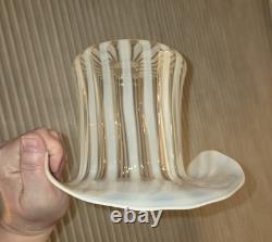 1939 Fenton Glass Rib Optic French Opalescent Top Hat Vase 6 X 8 LARGE RARE