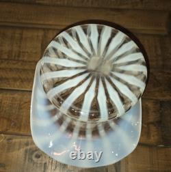 1939 Fenton Glass Rib Optic French Opalescent Top Hat Vase 6 X 8 LARGE RARE