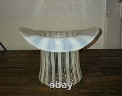 1939 Fenton Glass Rib Optic French Opalescent Top Hat Vase 6 X 8 LARGE RARE