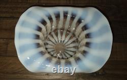 1939 Fenton Glass Rib Optic French Opalescent Top Hat Vase 6 X 8 LARGE RARE