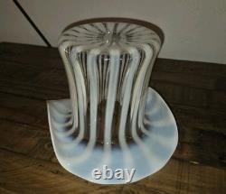 1939 Fenton Glass Rib Optic French Opalescent Top Hat Vase 6 X 8 LARGE RARE