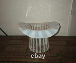 1939 Fenton Glass Rib Optic French Opalescent Top Hat Vase 6 X 8 LARGE RARE
