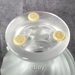 1950s Lalique Small French Crystal Glass Rosine Vase with Birds in Flight Signed