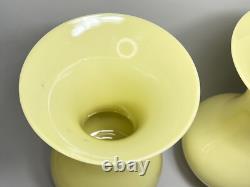 19c. Antique French Portieux Yellow Opaline Vaseline Uranium Glass Vase Pair 11