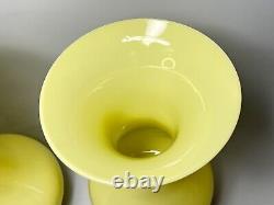 19c. Antique French Portieux Yellow Opaline Vaseline Uranium Glass Vase Pair 11