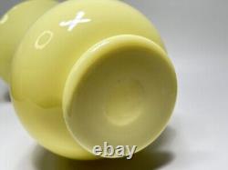 19c. Antique French Portieux Yellow Opaline Vaseline Uranium Glass Vase Pair 11