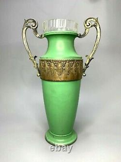 19c. Antique Neoclassical French Empire Amphora Vase Glass Insert Zinn Zinc 13