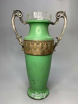 19c. Antique Neoclassical French Empire Amphora Vase Glass Insert Zinn Zinc 13