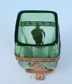 19thC French Ormolu Mounted Green Glass Vase Empire Gilt Bronze Antique Paw Feet