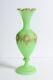 19th C. 15 French Opaline Satin Uranium Green Glass Vase! Gilt gold painted