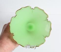 19th C. 15 French Opaline Satin Uranium Green Glass Vase! Gilt gold painted