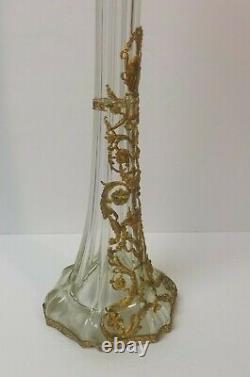 19th C. French Empire Gilt Ormolu Mounted 19.75 Baccarat Vase