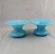 19th C Pair of French Blue Opaline Vases 4-1/2 x 8