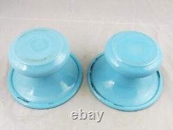 19th C Pair of French Blue Opaline Vases 4-1/2 x 8