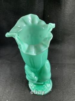 19th Century Antique French Green Hand Glass Vase Holding Horn of Plenty